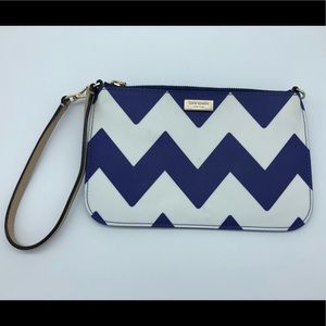 Kate spade blue and white chevron clutch